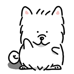フワフワの白い犬スタンプ