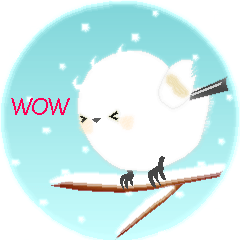 Moving white birds and snow