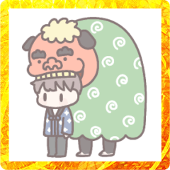 【お正月】頭にうさぎのってる男の子