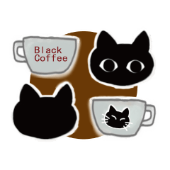 Cute black cat and Coffee