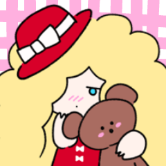 blonde girl and bear