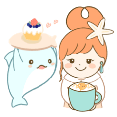Girl and dolphin cafe.|Revise version