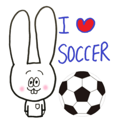 A leaping rabbit loves soccer white ver.