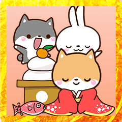 Shiba and Black Shiba and Rabbit