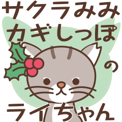Sticker of a bobtail cat - winter