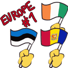 滑稽的面孔揮動旗幟歐洲 #1
