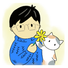 LL  Kun a man in winter ,glasses, a cat