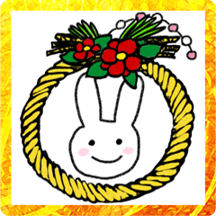 New Year sticker full of rabbits