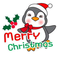 cute penguins set for christmas day
