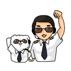 Happy pilot with cute dog Namoo