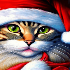 멋지고 귀여운 고양이 산타 크리스마스