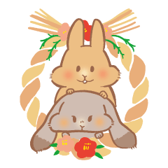 Winter sticker of rabbit cafe Mignon