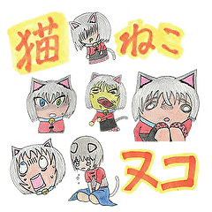 Silver Haired Cat Girl Character