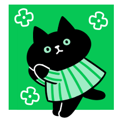 Black cat's greeting sticker