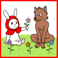 Wolf and three rabbits Sticker