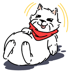 White cat with red scarf TH