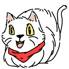 White cat with red scarf ENG Version