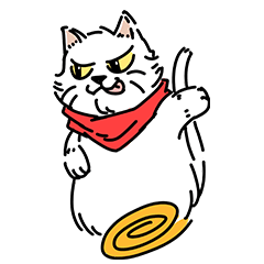 White cat with red scarfJapanese Version