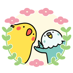sticker of two friendly parakeets 1