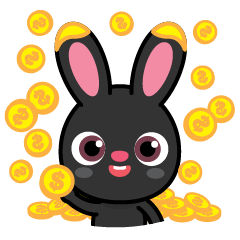 lucky black rabbit with money(Japanese)