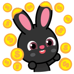 lucky black rabbit with money