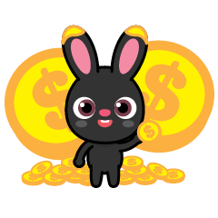 lucky black rabbit with money(Thai)