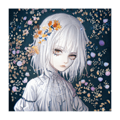 花に囲まれた白髪少女②