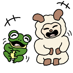A sheep and a frog are close