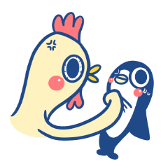 angry chicken and sad penguin