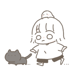 Kimama and Obake and a cat