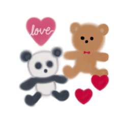 cute panda and bear