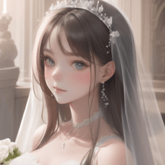a beautiful girl in a wedding dress