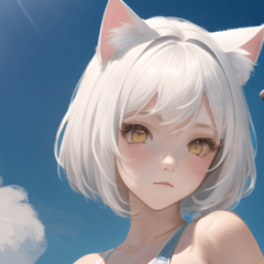 여름 수영복 고양이귀 소녀 9