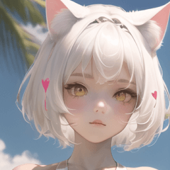 여름 수영복 고양이귀 소녀 15