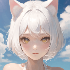 여름 수영복 고양이귀 소녀 16