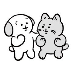 Cheerful Dog and Cat Honorific Sticker
