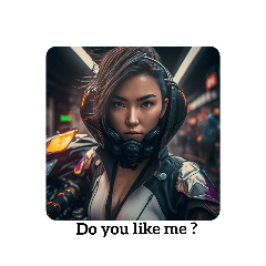 futuristic Korean biker babe