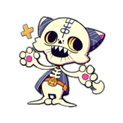 cartoon Skeleton Cat FOR JAPANESE