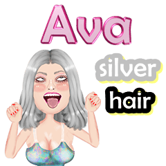 Ava - silver hair - Big sticker