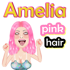 Amelia - pink hair - Big sticker