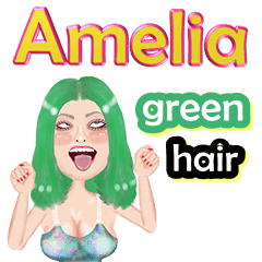 Amelia - green hair - Big sticker