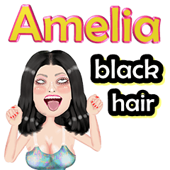 Amelia - black hair - Big sticker