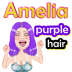 Amelia - purple hair - Big sticker