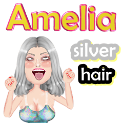 Amelia - silver hair - Big sticker