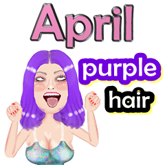 April - purple hair - Big sticker