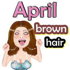 April - brown hair - Big sticker