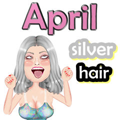 April - silver hair - Big sticker