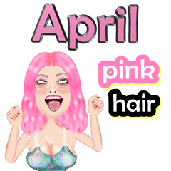 April - pink hair - Big sticker