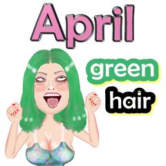 April - green hair - Big sticker