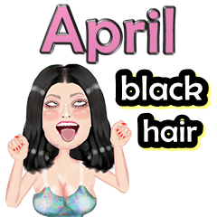 April - black hair - Big sticker